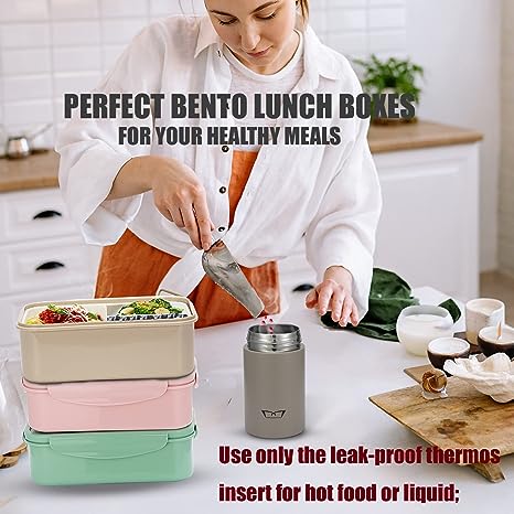 Lonchera Bento Y Tarro De Comida Termo Con Bolsa Y Utensilios