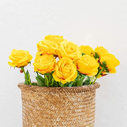 Flores artificiales de seda amarillas con tallo para bodas, fiestas, hogar,  sala de estar | Mercandu