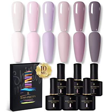 BORN PRETTY Juego de esmaltes de gel rosa, color lavanda, morado claro, kit  de esmaltes de uñas de gel para remojar UV LED, manicura de uñas, 6  unidades,  fl oz | Mercandu