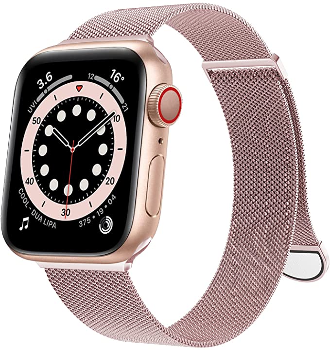 OULUOQI - Correa de acero inoxidable para Apple Watch series SE 7, 6, 5, 4,  3, 2, 1, de 1.49, 1.57, 1.61, 1.65, 1.73 y 1.77 pulgadas, unisex, cierre  magnético, repuesto para iWatch (dorado rosado) | Mercandu