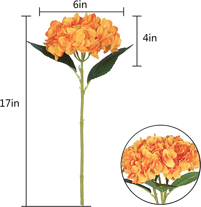 JyiHope Flores artificiales de hortensias naranjas, flores de seda, tallos  de hortensias falsas, 3 piezas para decoración de centro de mesa de boda ( naranja) | Mercandu