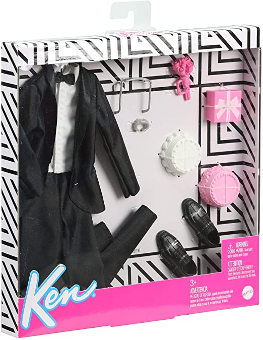 Barbie Fashion traje de novia para muñeca Ken con esmoquin, zapatos, reloj, regalo, pastel de boda con bandeja ramo, regalo para niños de 3 8 años | Mercandu