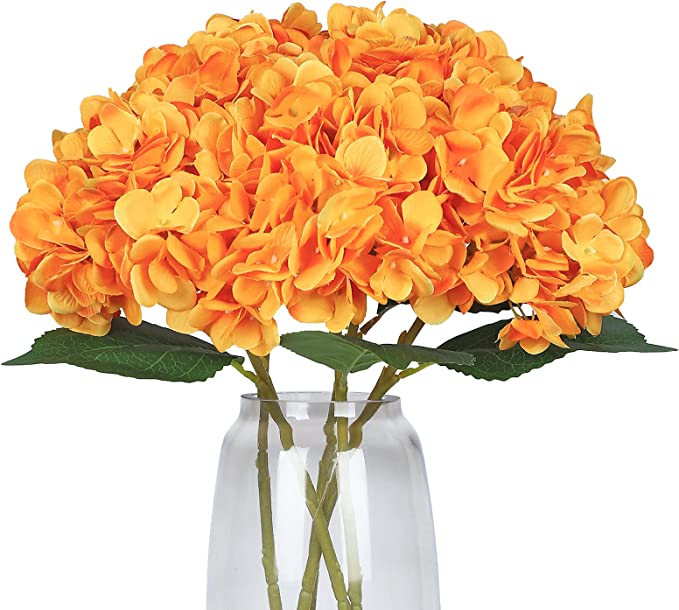 JyiHope Flores artificiales de hortensias naranjas, flores de seda, tallos  de hortensias falsas, 3 piezas para decoración de centro de mesa de boda  (naranja) | Mercandu