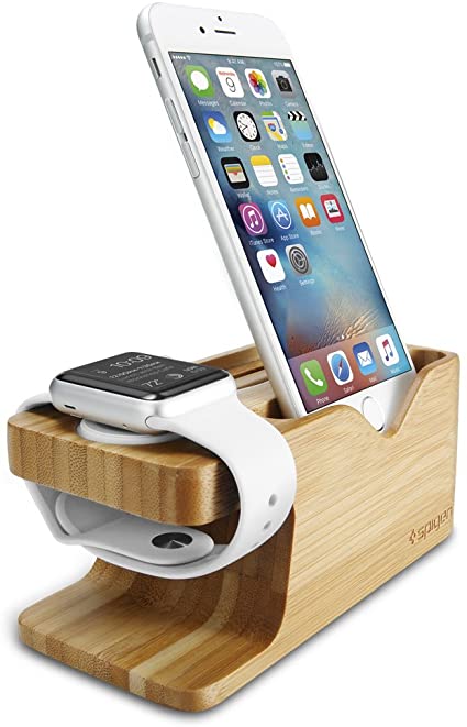 Spigen S370 Apple Watch soporte de madera con soporte de 2 en 1 teléfono  celular Combo para Apple Watch Series 1/Series 2/42 mm/38 mm/iPhone 7/7 Plus /6s/6s Plus | Mercandu