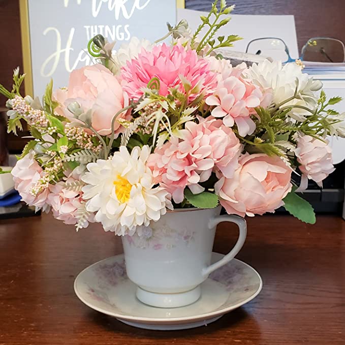 THE BLOOM TIMES 4 paquetes de flores artificiales, peonía falsa, seda, ramo  de hortensias, arreglos florales realistas de plástico, decoración de boda,  centros de mesa a granel al por mayor (rosa) | Mercandu