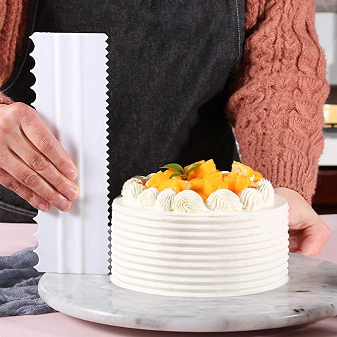 de acero inoxidable DUORUI Raspador para tartas con borde de glaseado más suave peine plano para hornear para decoración de tartas 
