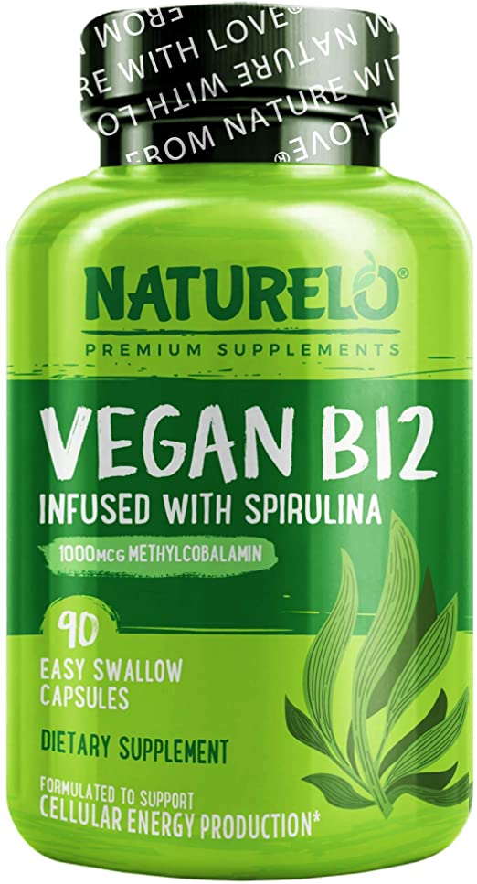 NATURELO Vegan B12 con espirulina orgánica Suplemento vegano para