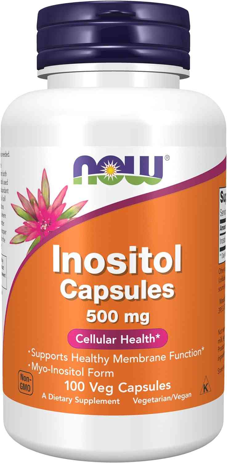 NOW Suplementos, Inositol 500 mg, Función de Membrana Saludable*, Salud Celular*, 100 Cápsulas Vegetales