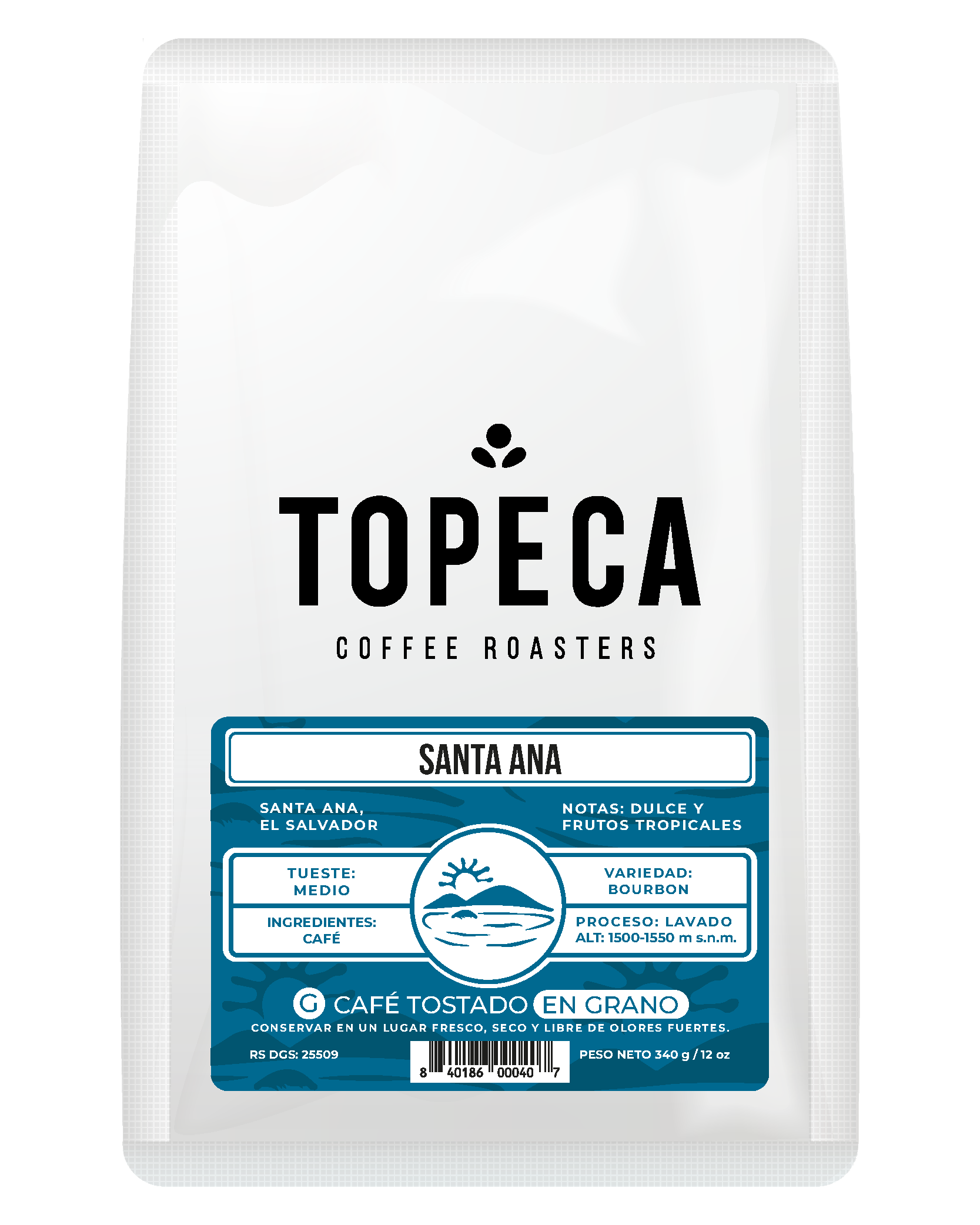 Café Topeca Santa Ana Tostado Grano 340 g.