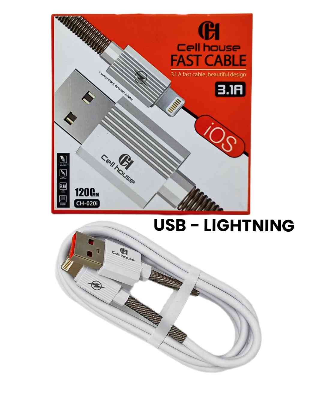 CABLE USB-LIGHTNING 3.1A CON RESORTE