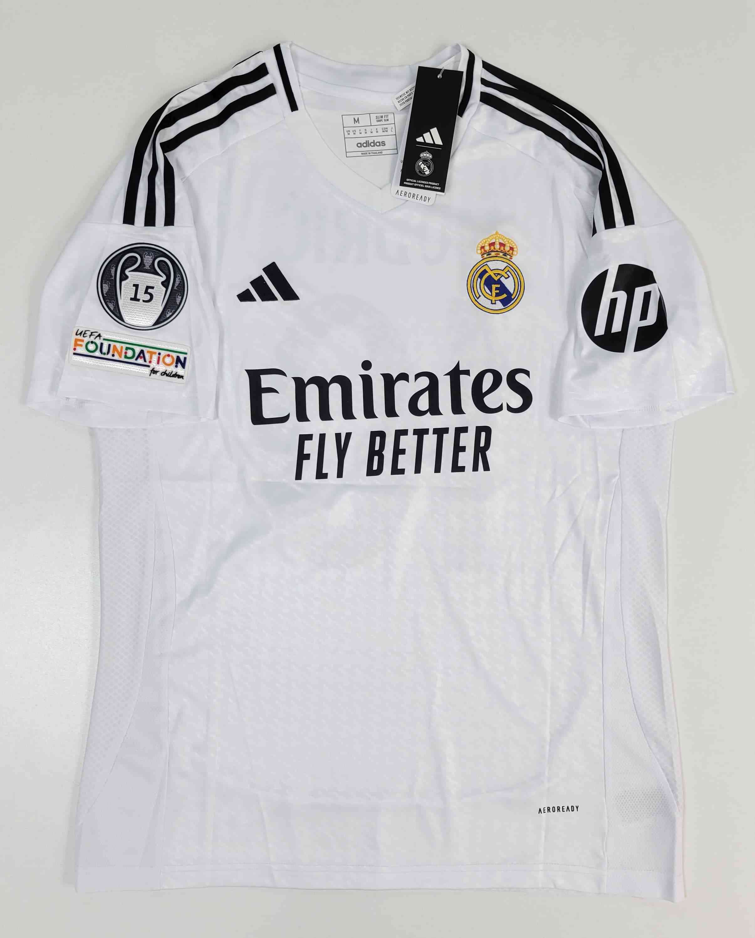 Camisa Real Madrid Local 24 25 Parches Champions Modric #10