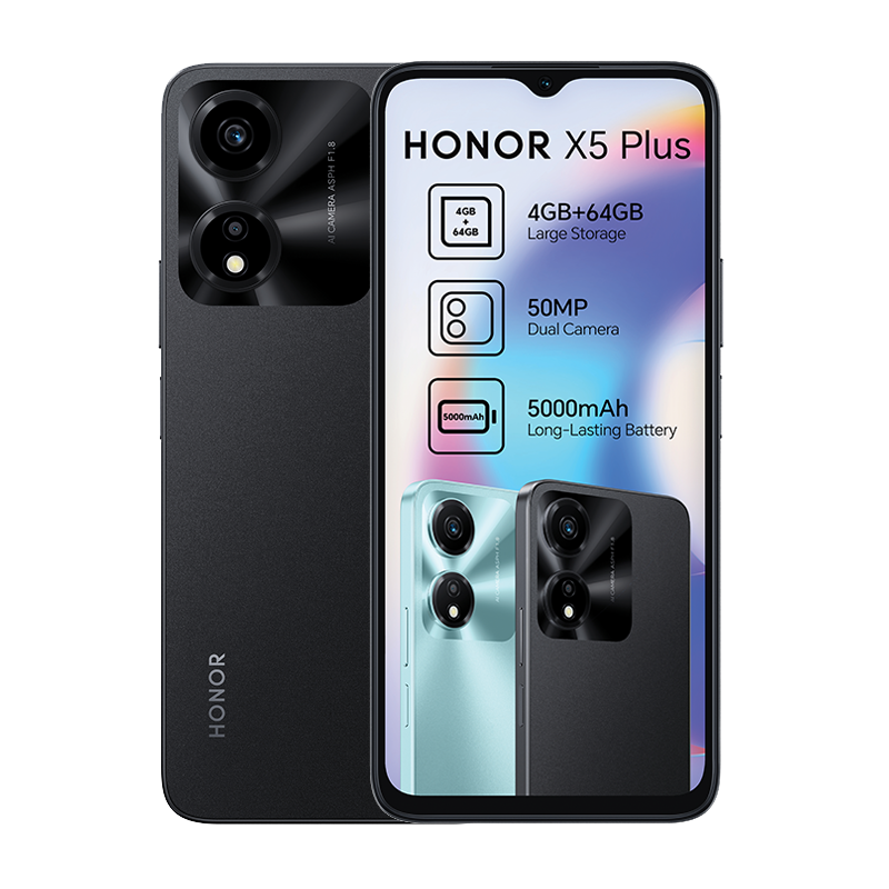 Honor X5 Plus 4+64GB / DUAL SIM / Negro Medianoche