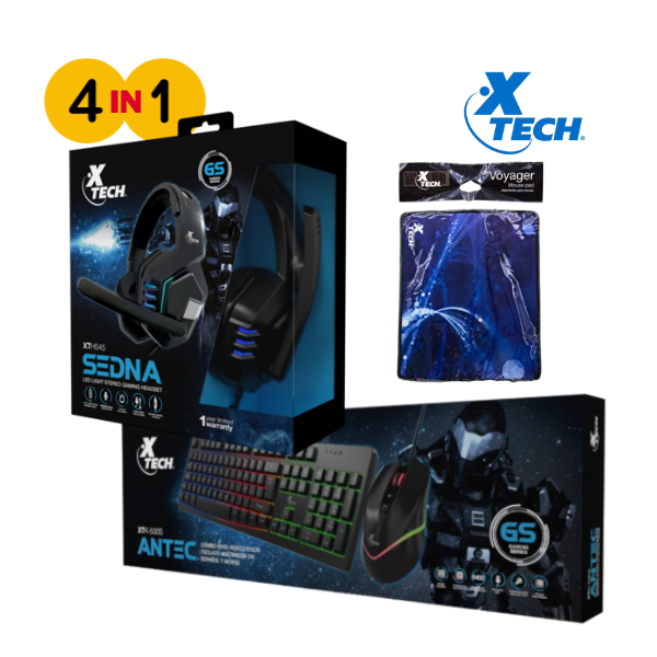 COMBO 4 en 1 GAMER Xtech Headset, Teclado, Mouse, y PAD