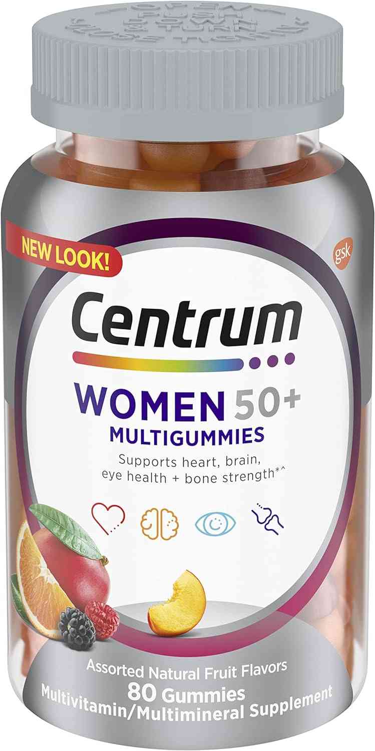 Centrum MultiGummies - Multivitamínico de gomitas para mujeres 50 Plus, con vitamina D3, B6 y B12, suplemento multivitamínico/multimineral, 80 unidades