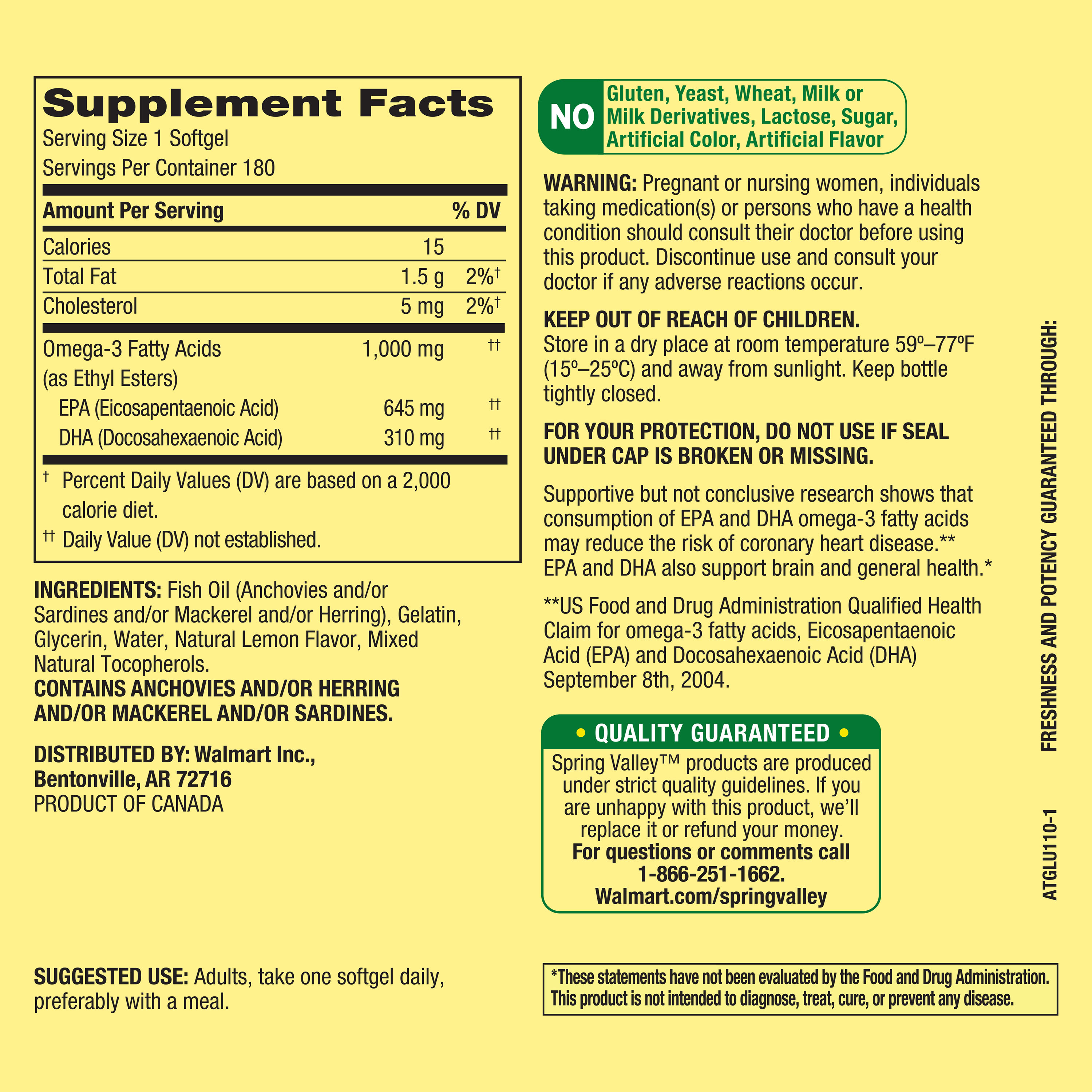 Spring Valley Omega-3 de 1000 mg - Vita-Lix